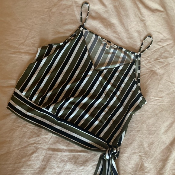 Express Tops - Express Green Striped Tank
